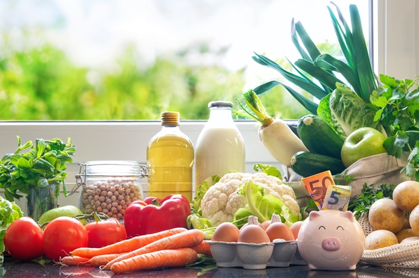 Affordable healthy groceries including vegetables, eggs, milk and basic food items